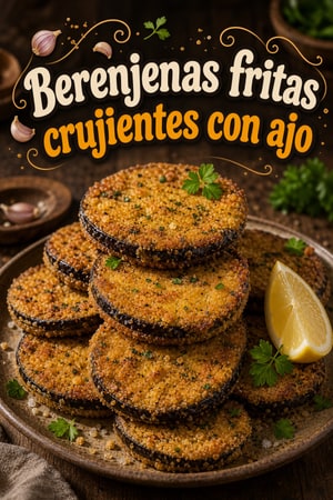 Berenjenas fritas crujientes con ajo y finas hierbas