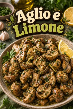Funghi Marinati alle Erbe, Aglio e Limone