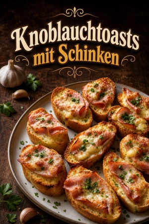 Knoblauchtoasts mit Schinken