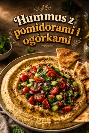 Hummus z pomidorami i ogórkami