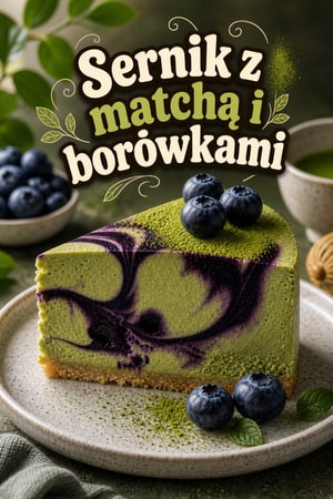 Sernik Matcha z Wirem Borówkowym