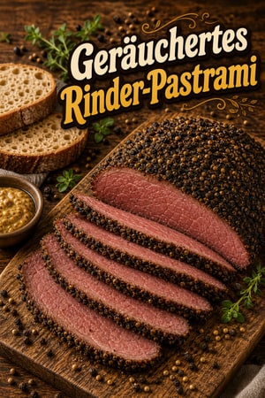 Hausgemachtes geräuchertes Rinder-Pastrami mit Pfefferkruste