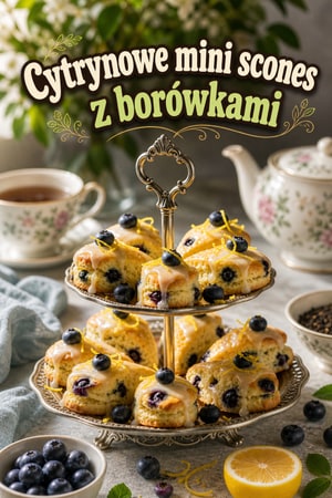Miniaturowe scones z borówkami i lukrem Earl Grey