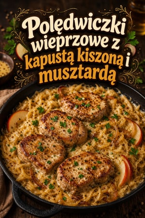 Polędwiczki wieprzowe z kapustą kiszoną i musztardą