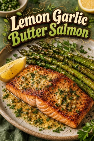 Pan-Seared Lemon Garlic Butter Salmon with Roasted Asparagus