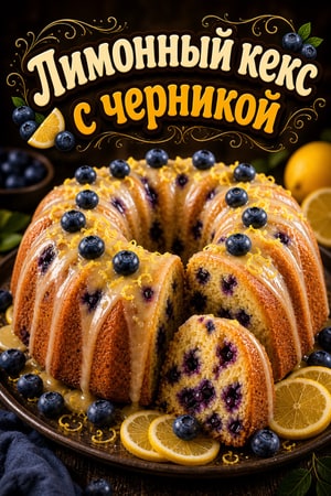 Лимонный кекс с черникой и медовой глазурью