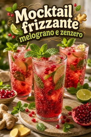 Mocktail Frizzante Melograno e Zenzero con Menta Fresca