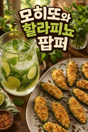 금요일 밤 모히또 피처와 치즈 할라피뇨 팝퍼