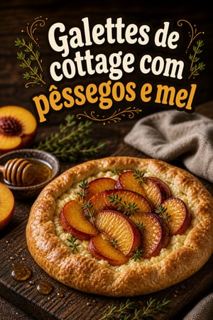 Galettes de cottage com pêssegos mel e tomilho fresco