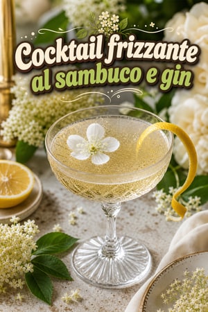 Cocktail Effervescente al Fiore di Sambuco e Gin per Matrimoni