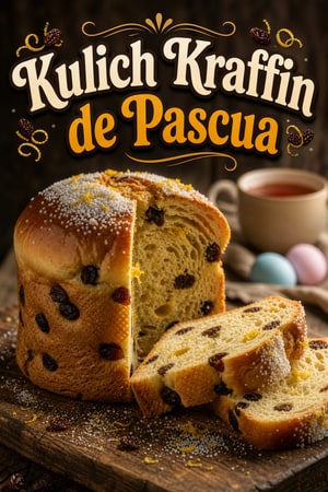 Kulich Kraffin de Pascua: pan dulce ruso alto y laminado