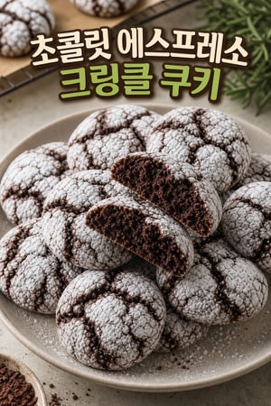 초콜릿 에스프레소 크링클 쿠키 - 가루설탕 코팅