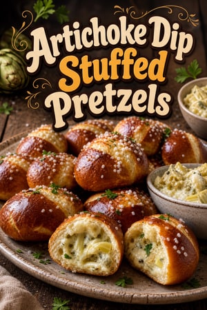 Artichoke Dip Stuffed Pretzels