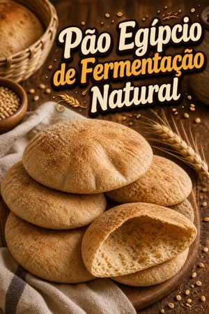 Pão Egípcio de Fermentação Natural (Aish Baladi Caseiro)