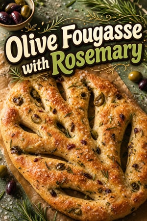 Homemade Olive Fougasse with Rosemary and Sea Salt