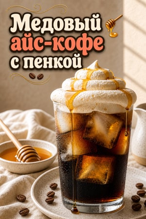 Взбитый медовый ледяной кофе с нежной пеной