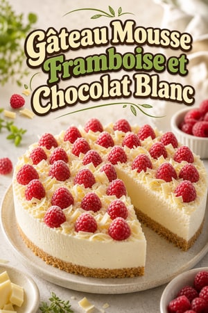 Gâteau Mousse aux Framboises et Chocolat Blanc avec Croûte Sablée