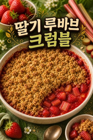 클래식 딸기 루바브 크럼블: 고소한 오트밀 토핑을 곁들인 봄의 디저트