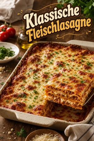 Klassische Familien-Lasagna mit Fleisch und drei Käsesorten