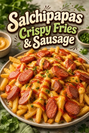Salchipapas: Crispy Fries with Sausage and Creamy Sauce