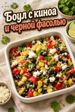 Энергетические боулы с киноа и черной фасолью для школы