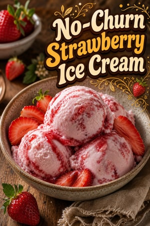 No-Churn Strawberry Ice Cream with Fresh Fruit Swirl