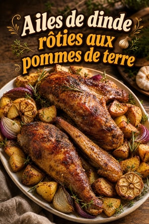 Ailes de Dinde Rôties avec Pommes de Terre Croustillantes et Herbes