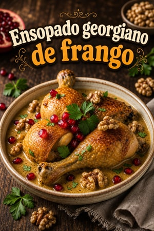 Ensopado georgiano de frango com molho de nozes sedoso