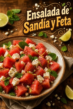 Ensalada de Sandía y Queso Feta con Lima y Menta