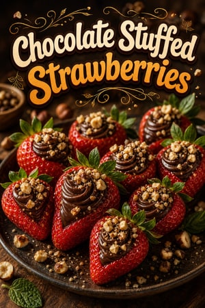 Decadent Chocolate Stuffed Strawberries with Hazelnut Crunch
