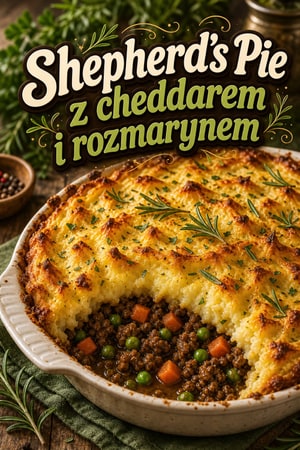 Klasyczny brytyjski Shepherd's Pie z cheddarem i rozmarynem