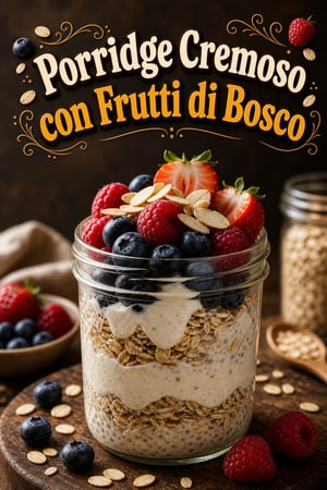 Porridge Notturno Cremoso con Bacche e Mandorle