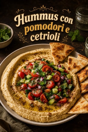 Hummus con pomodori e cetrioli