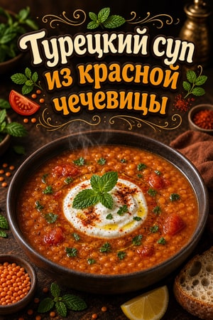 Копчёный турецкий суп из красной чечевицы и томатов