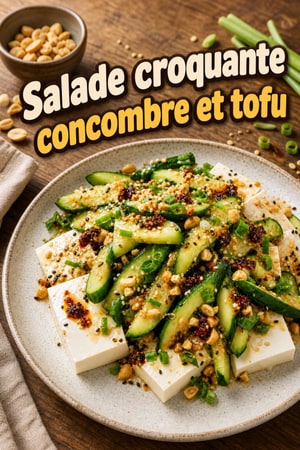 Salade croquante de concombre au tofu