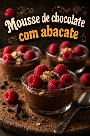 Mousse de Abacate com Chocolate Negro Sem Açúcar, Rápida