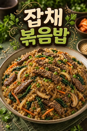 고소한 풍미 가득한 잡채 볶음밥 레시피 - 탱글한 당면과 밥의 만남