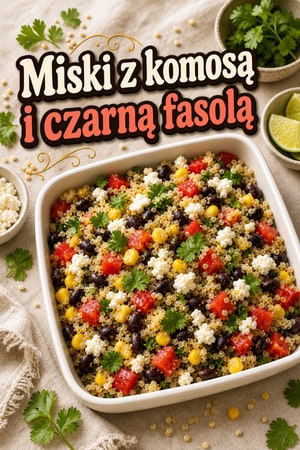 Energetyczne miski z komosą i czarną fasolą na lunch