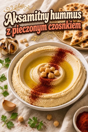 Aksamitny Hummus z Pieczonym Czosnkiem i Oliwą