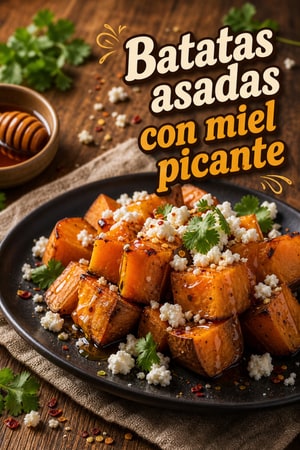 Batatas Asadas con Miel Picante y Queso Feta
