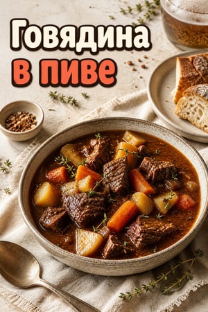 Тушеная говядина в пиве с корнеплодами