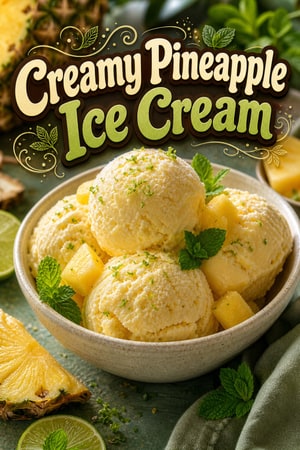 Creamy Homemade Pineapple Ice Cream with Fresh Fruit