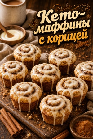 Пышные кето-маффины «Синнабон» с глазурью из сливочного сыра
