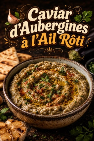 Caviar d'aubergines à l'ail rôti et aux herbes fraîches
