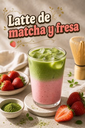 Latte de matcha y fresa: cremoso, frío o caliente, perfecto