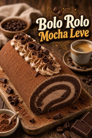 Bolo Rolo Mocha Leve — Swiss Roll de Café e Chocolate