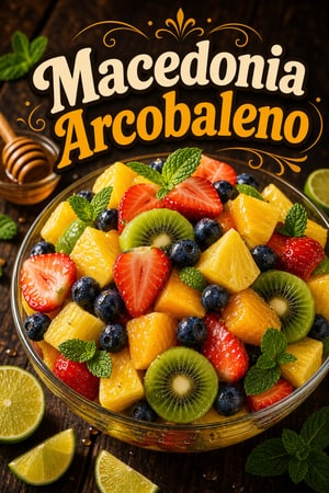 Macedonia di Frutta Arcobaleno con Miele e Lime