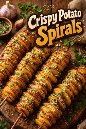 Crispy Baked Potato Spirals with Garlic Herb Butter