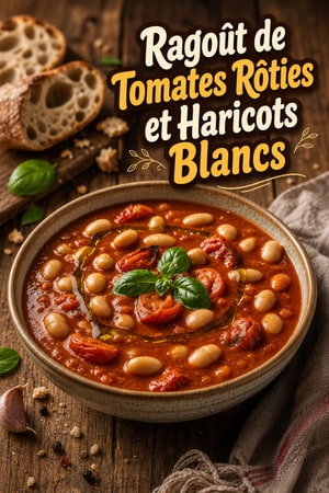 Ragoût de Tomates Rôties et Haricots Blancs au Basilic