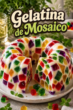 Receta de Gelatina de Mosaico Cremosa con Vainilla